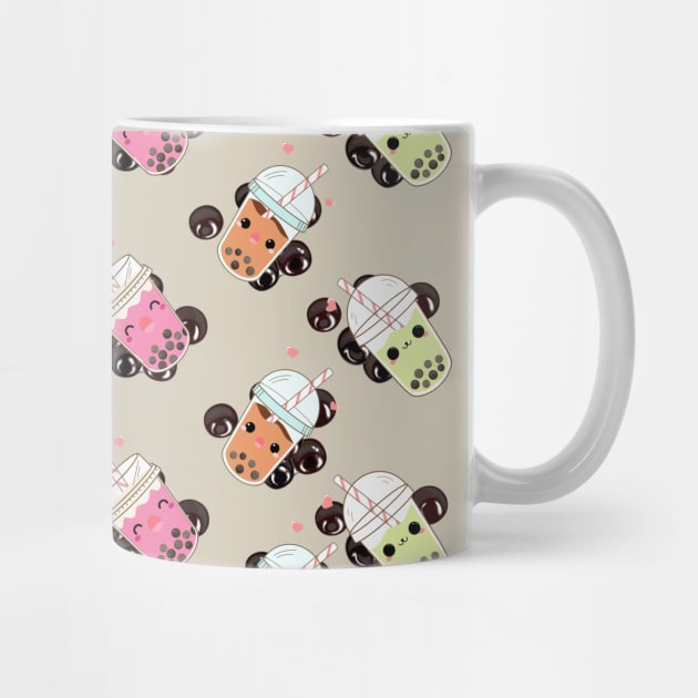 Cute Boba Bubble Tea  Pattern Design Merch by Bubbly Tea